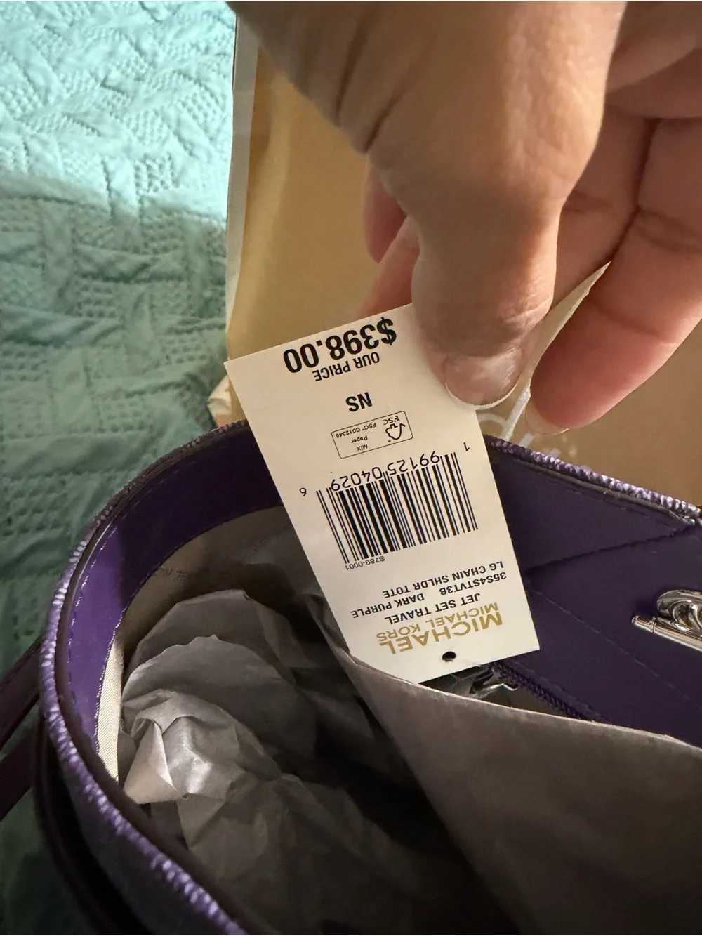 Michael Kors Purple Signature Tote Bag with Matching Wristlet